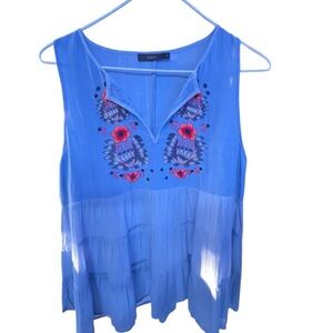 THML Sky Blue Embroidered Blouse